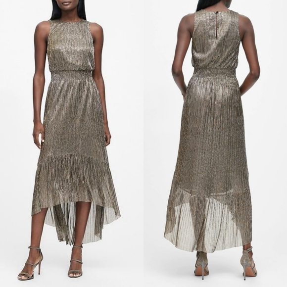 BANANA REPUBLIC High Low Metallic Dress - Picture 1 of 16